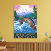 Mount Hood, OregonFisherman Scene Canvas Afdruk (Insitu (Woonkamer))