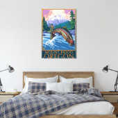 Mount Hood, OregonFisherman Scene Canvas Afdruk (Insitu (Slaapkamer))
