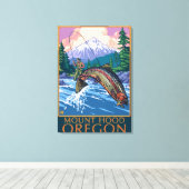 Mount Hood, OregonFisherman Scene Canvas Afdruk (Insitu (Houten vloer))
