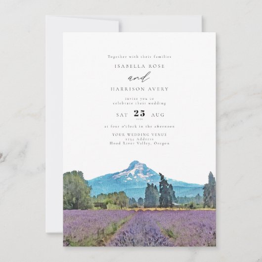 MOUNT HOOD Waterverf Illustratie Bruiloft Kaart (Voorkant)