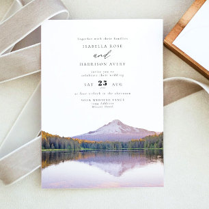MOUNT HOOD Waterverf Illustratie Bruiloft Kaart