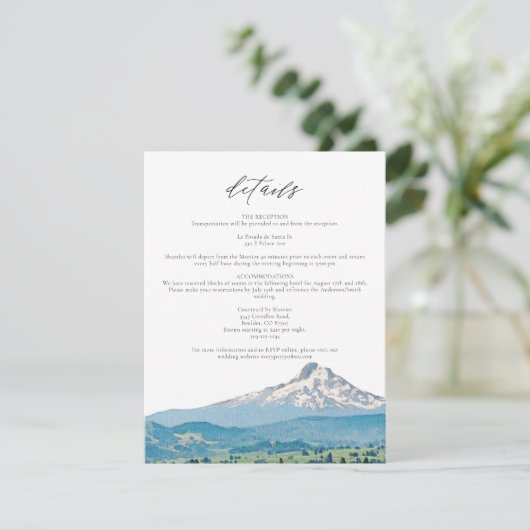 MOUNT HOOD Waterverf Trouwgegevens Kaart (Staand voorkant)