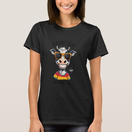 Mount Hope WI VS grappige koe cartoon ontwerp T-shirt (Voorkant)