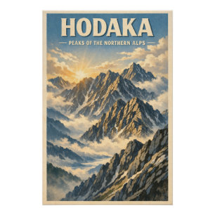 Mount Hotaka, Japan, in klassieke retro-stijl Perfect Poster