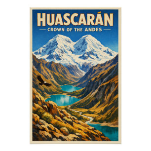Mount Huascarán, Peru, in een klassieke retrostijl Perfect Poster