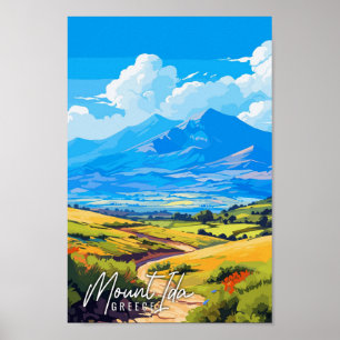 Mount Ida Griekenland vintage reisillustratie Poster