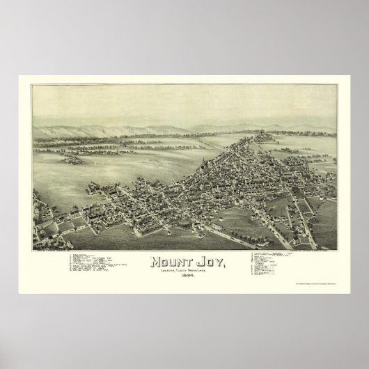 Mount Joy, PA Panoramic Map - 1894 Poster (Voorkant)