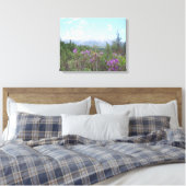 Mount Katahdin en wilde bloemen Canvas Afdruk (Insitu (Slaapkamer))