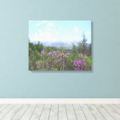 Mount Katahdin en wilde bloemen Canvas Afdruk (Insitu (Houten vloer))