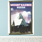 Mount Kazbek Russische reisposter. Canvas Afdruk (Insitu (Houten vloer))