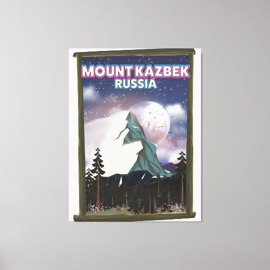 Mount Kazbek Russische reisposter. Canvas Afdruk (Voorkant)