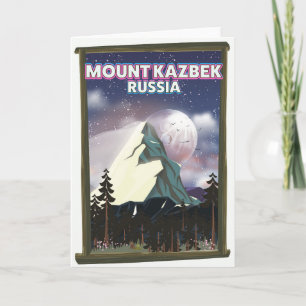 Mount Kazbek Russische reisposter. Feestdagen Kaart
