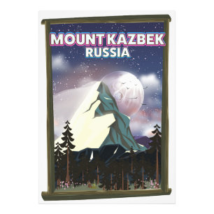 Mount Kazbek Russische reisposter. Foto Afdruk