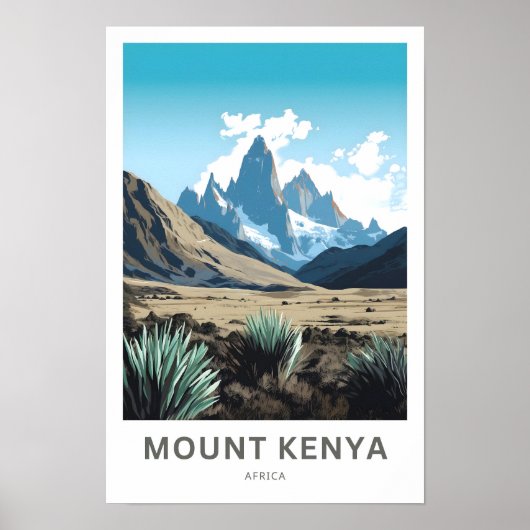 Mount Kenya Afrika Reisprint Poster (Voorkant)