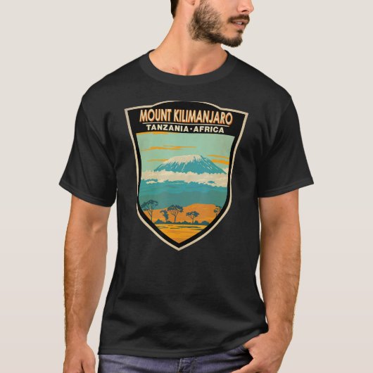 Mount Kilimanjaro Tanzania Afrika Badge T-shirt (Voorkant)