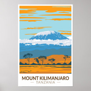Mount Kilimanjaro Tanzania Afrika Retro Poster
