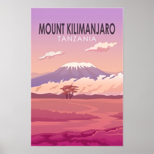 Mount Kilimanjaro Tanzania Afrika Retro Poster (Voorkant)