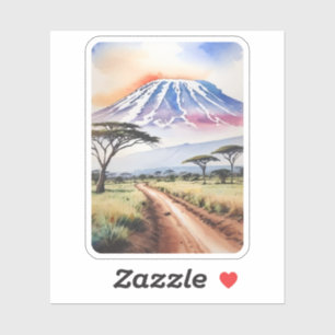 Mount Kilimanjaro Tanzania Aquarel Sticker