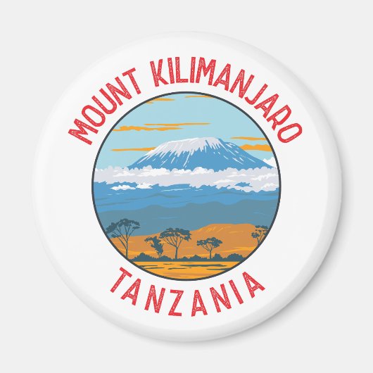 Mount Kilimanjaro Tanzania Distress Circle Magneet (Voorkant)