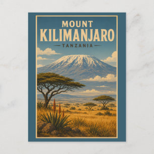Mount Kilimanjaro Tanzania Illustratie Reis Kunst Briefkaart