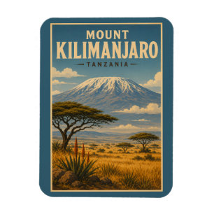 Mount Kilimanjaro Tanzania Illustratie Reis Kunst Magneet