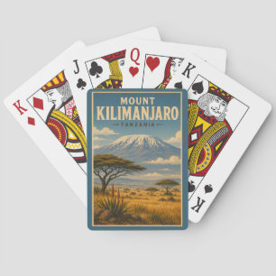 Mount Kilimanjaro Tanzania Illustratie Reis Kunst Pokerkaarten