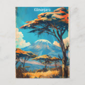 Mount Kilimanjaro Tanzania Vintage Travel Briefkaart (Voorkant)