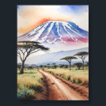 Mount Kilimanjaro Tanzania Waterverf Art Poster<br><div class="desc">Dit poster toont een waterverf schilderij van de Kilimanjaro in Tanzania.</div>