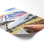 Mount Kilimanjaro Tanzania Waterverf Art Poster (Hoek)