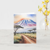 Mount Kilimanjaro Tanzania Waterverf Stationery Kaart (Gele Bloem)