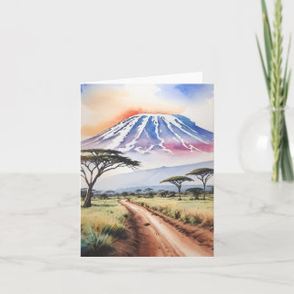 Mount Kilimanjaro Tanzania Waterverf Stationery Kaart