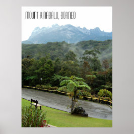 Mount Kinabalu Mountain en Borneo Oerwoud Poster