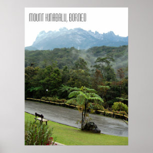 Mount Kinabalu Mountain en Borneo Oerwoud Poster