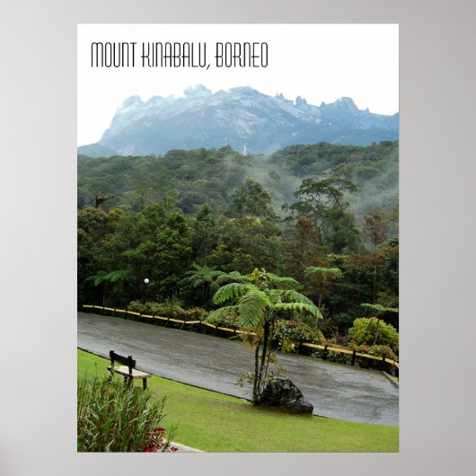 Mount Kinabalu Mountain en Borneo Oerwoud Poster (Voorkant)