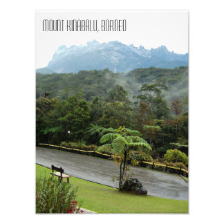 Mount Kinabalu Mountain en Oerwoud Borneo Foto Afdruk