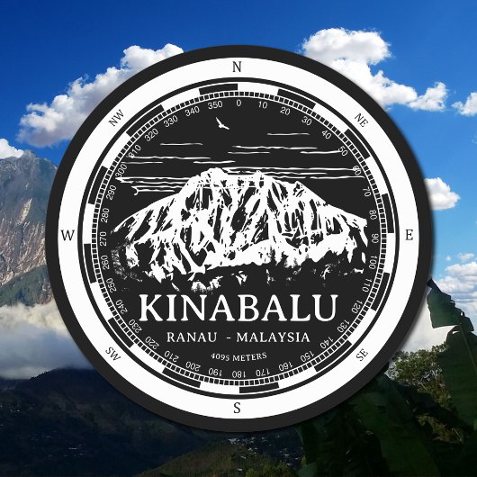 Mount Kinabalu - Ranau Maleisië Sabah Illustratie Ronde Kartonnen Onderzetter