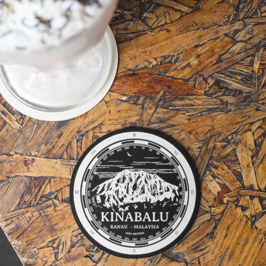 Mount Kinabalu - Ranau Maleisië Sabah Illustratie Ronde Kartonnen Onderzetter