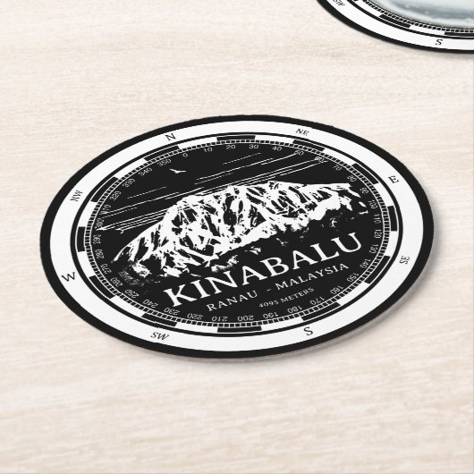 Mount Kinabalu - Ranau Maleisië Sabah Illustratie Ronde Kartonnen Onderzetter (Gebogen)