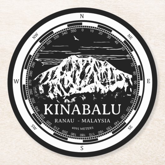Mount Kinabalu - Ranau Maleisië Sabah Illustratie Ronde Kartonnen Onderzetter (Voorkant)