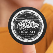 Mount Kinabalu - Ranau Maleisië Sabah Illustratie Ronde Sticker