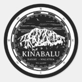 Mount Kinabalu - Ranau Maleisië Sabah Illustratie Ronde Sticker (Voorkant)