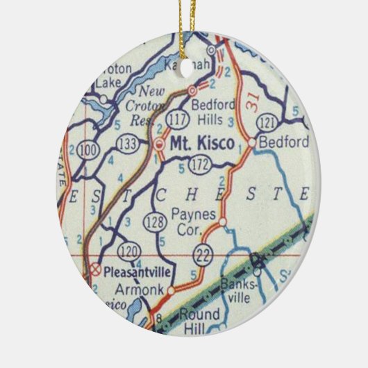 Mount Kisco  Map Keramisch Ornament (Links)