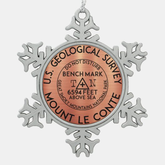 Mount Le Conte Benchmark Tennessee Great Smoky Tin Sneeuwvlok Ornament (Voorkant)
