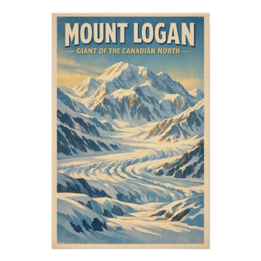 Mount Logan, Canada, in klassieke retrostijl Perfect Poster (Voorkant)