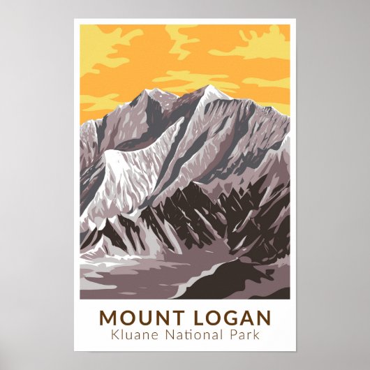 Mount Logan Canada Reis Kunst Vintage Poster (Voorkant)