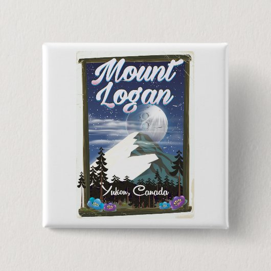Mount Logan, Yukon, Canada Vierkante Button 5,1 Cm (Voorkant)