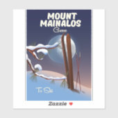 Mount Mainalos Griekse ski print. Sticker (Vel)