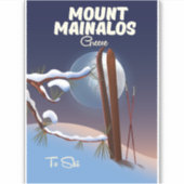 Mount Mainalos Griekse ski print. Sticker (Voorkant)