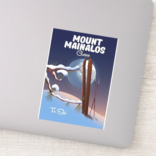 Mount Mainalos Griekse ski print. Sticker (Detail)