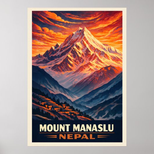 Mount Manaslu Nepal V03 Poster (Voorkant)
